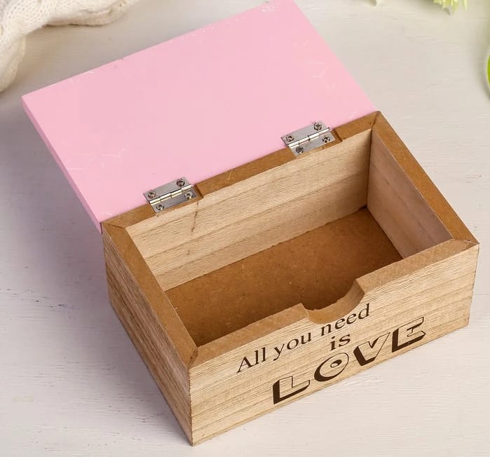 Шкатулка "Геометрия" 8х16х10 см, дерев., розов.  3905366, норма - фото 2