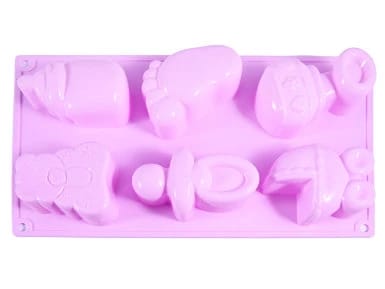 Форма для выпечки 6 кексов С НОВОРОЖДЕННЫМ!, цвет РОЗА (силикон) (арт. 6543), норма - фото 1