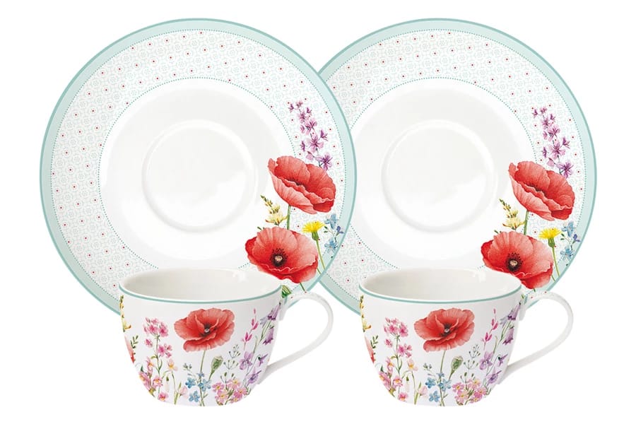 Набор чайный "Красные маки" на 2 персоны в п/у., норма - фото 1