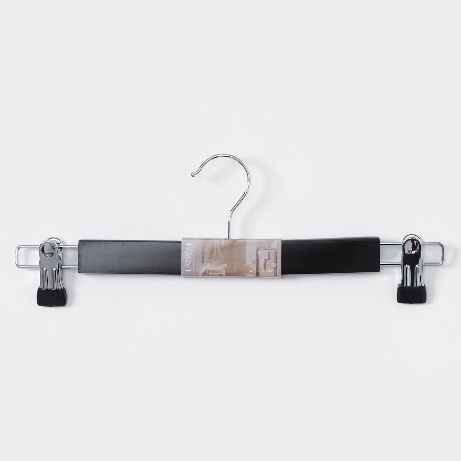 Вешалка для брюк и юбок с зажимами 34x1,2x12,5 см, сорт А, темное дерево, лотос 9348096, норма - фото 1