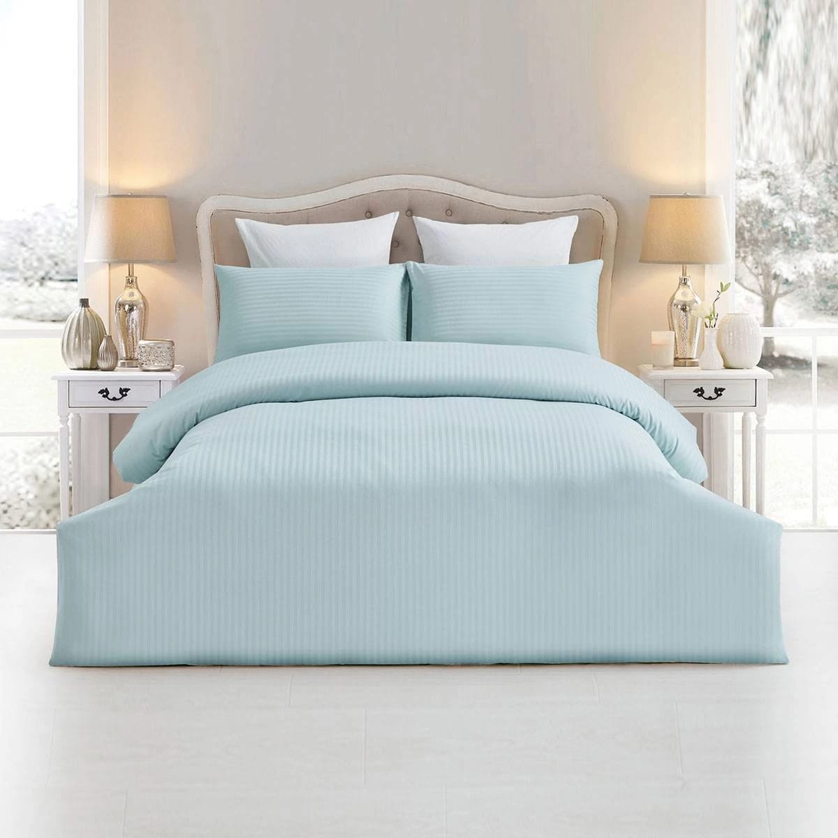 Пододеяльник 200X220 Arya Полосатый Сатин 2-Сп. Otel Мятный, норма - фото 1