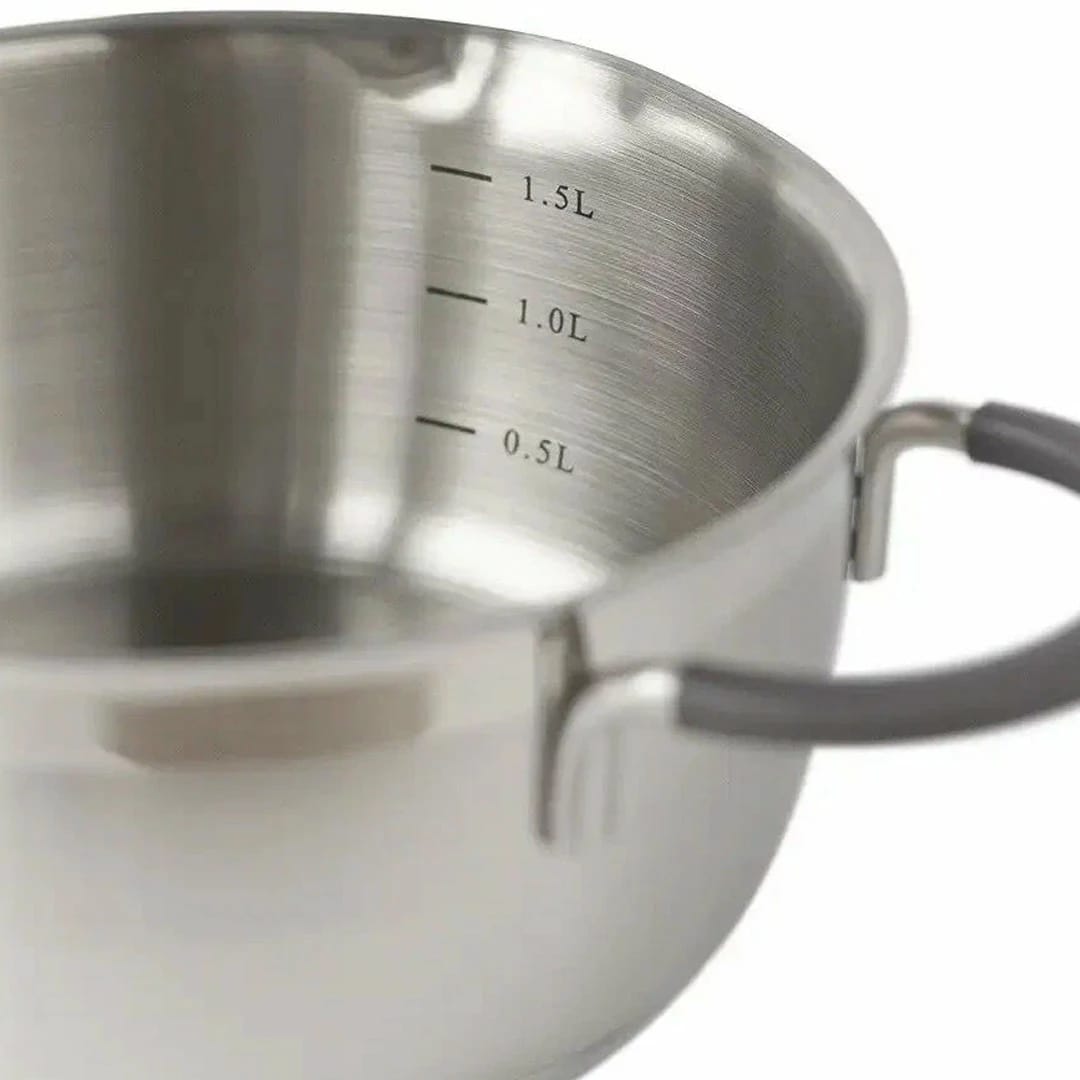 Кастрюля с 2-мя носиками с крышкой 2л "ИДЕАЛ" с силикон. ручками (арт. ID-1820), норма - фото 2