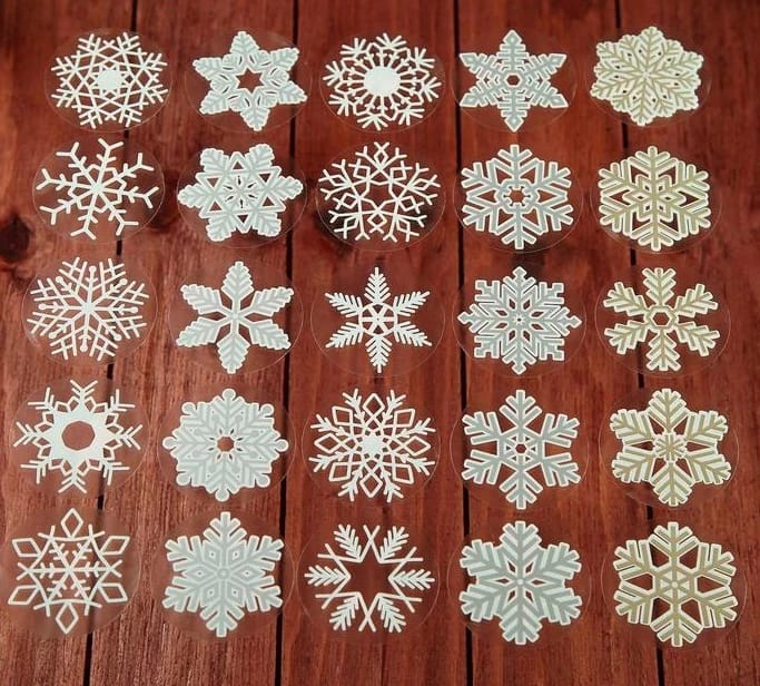 Набор наклеек "Снежинки" 25 шт. *55x55 мм 3816911, норма - фото 1