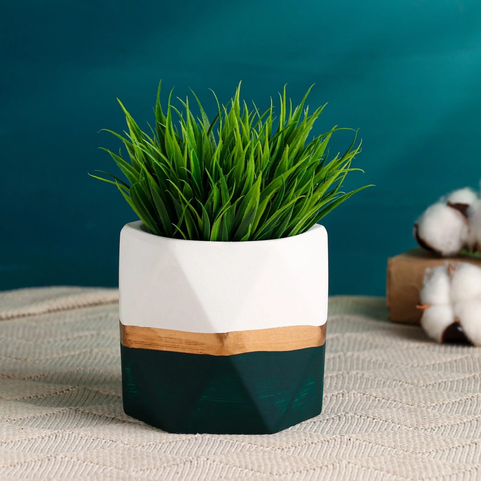 Кашпо "Многогранник" 11х10 см, двухцветное, зеленое 9342685, норма - фото 1