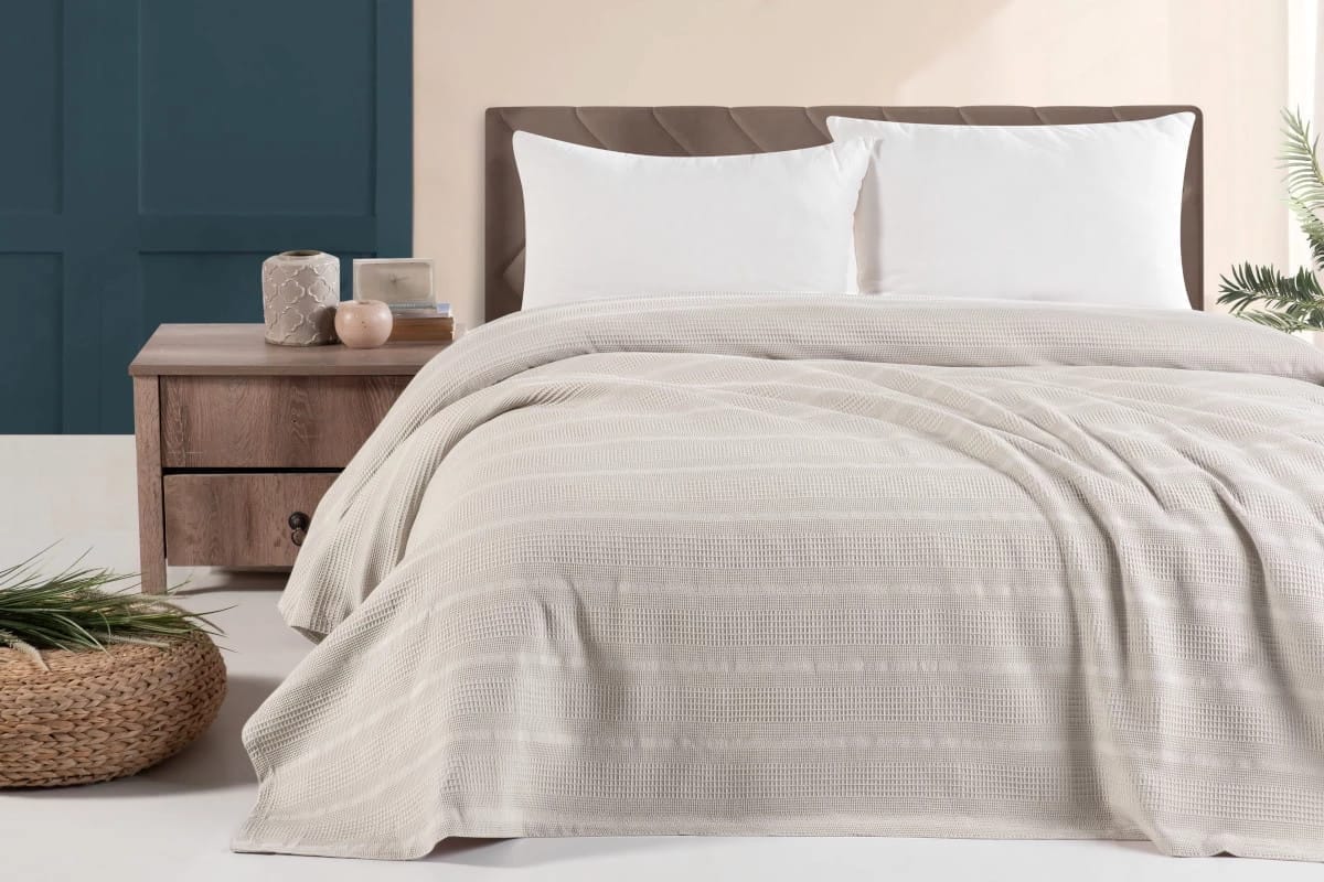 Плед Arya из Хлопка 210x235 Joyce Бежевый, норма - фото 1