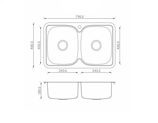 EMAR, мойка врезная 790*480мм (арт. ЕМ 401), Распродажа - фото 3