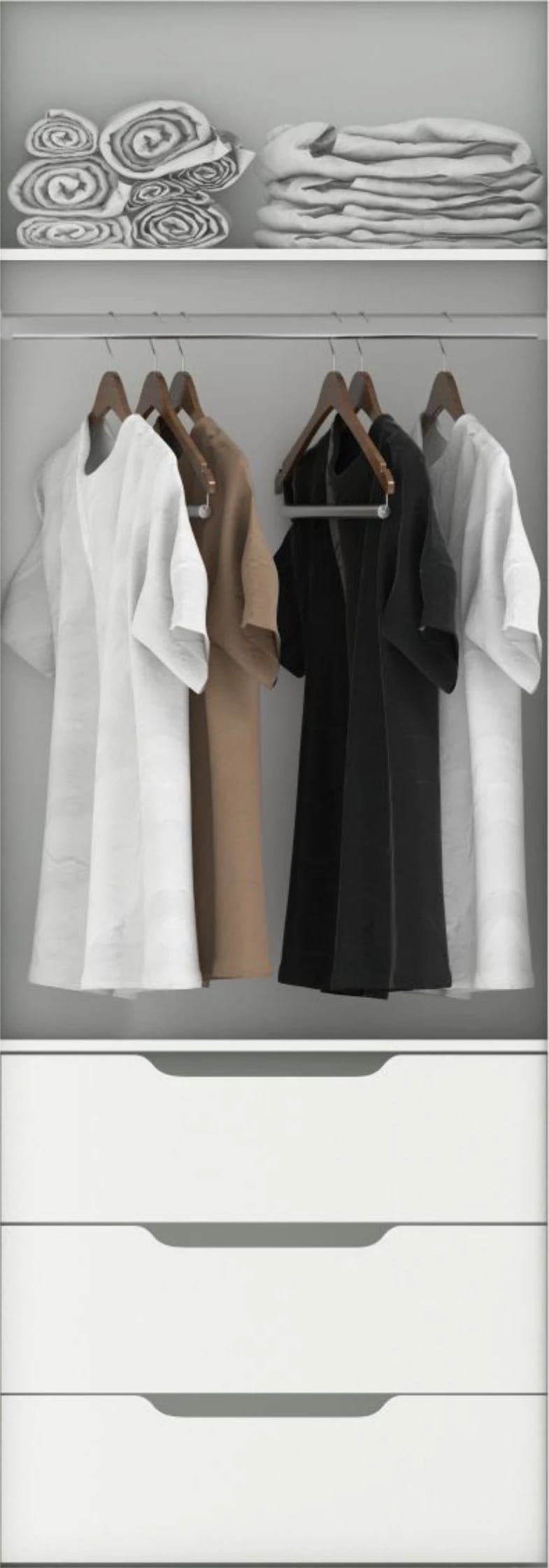 Наполнение секции в шкаф-купе 768 мм. (гл. 600 мм) (1 штанга + блок ящиков) - фото 1