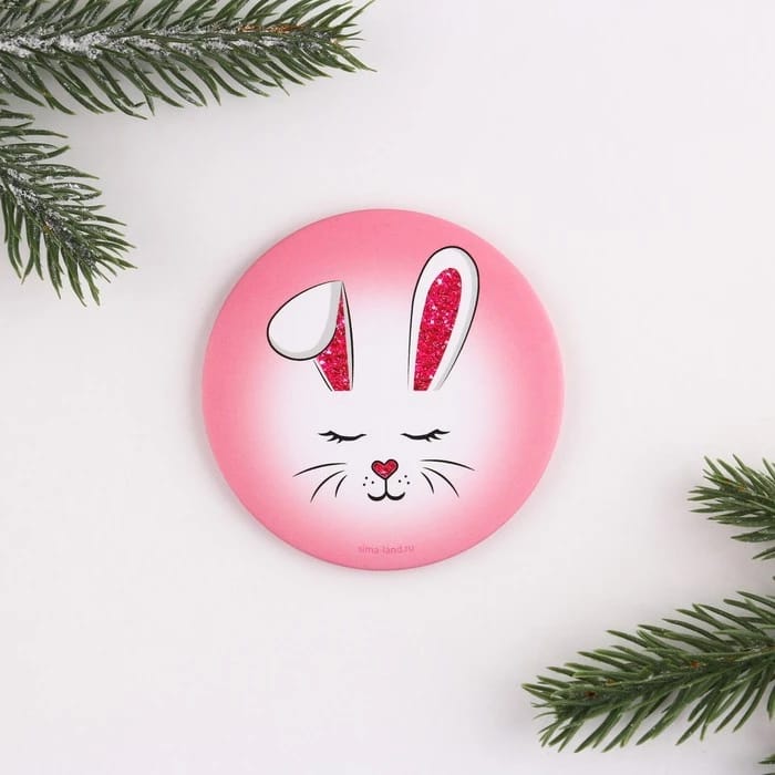 Зеркало карманное "Зайка", диам.7 см 7826884, норма - фото 2