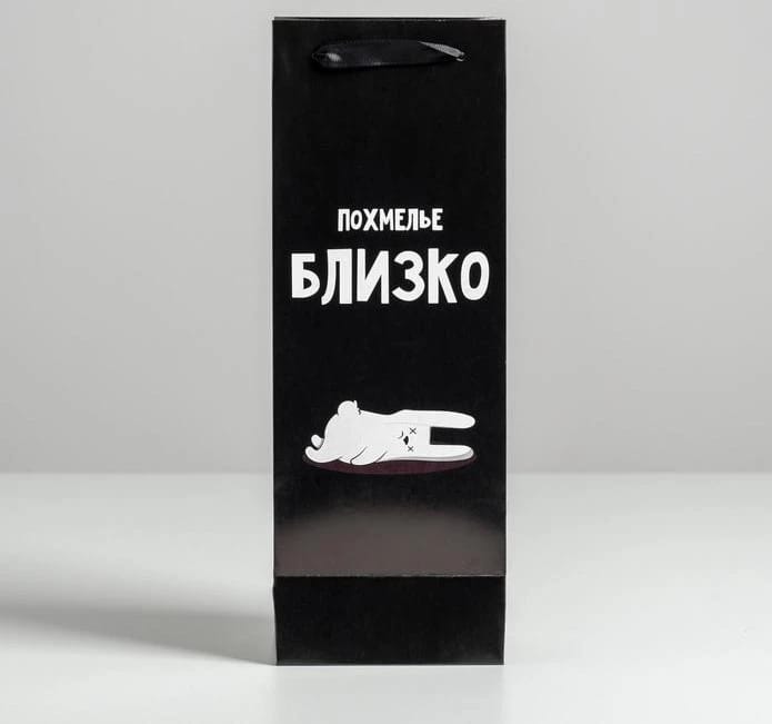Пакет под бутылку «Похмелье близко», 13×36×10 см   5013010, норма - фото 2