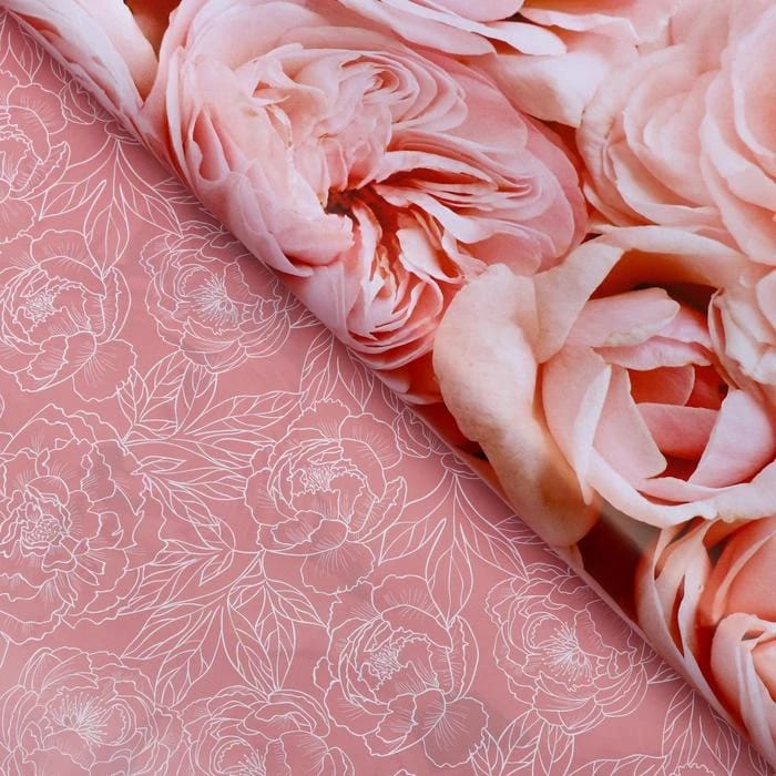 Бумага упаковочная глянцевая двухстороняя "Пионы" 50х70 см 6490257, норма - фото 2