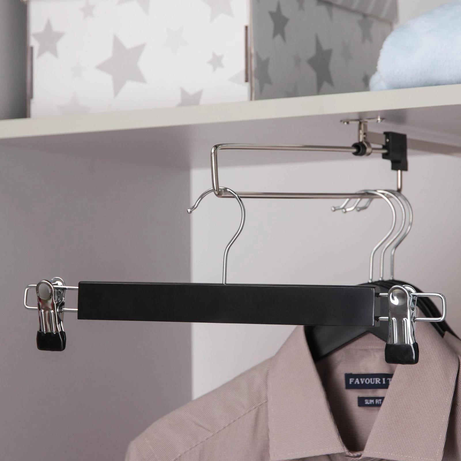 Вешалка для брюк и юбок с зажимами 34x1,2x12,5 см, темное дерево, лотос 5257272, норма - фото 1