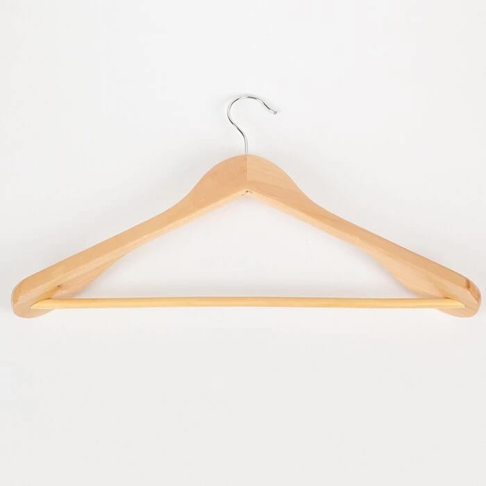 Вешалка для верхней одежды с перекладиной, широкие плечики 45х23 см, дерево светлое 565881, норма - фото 1