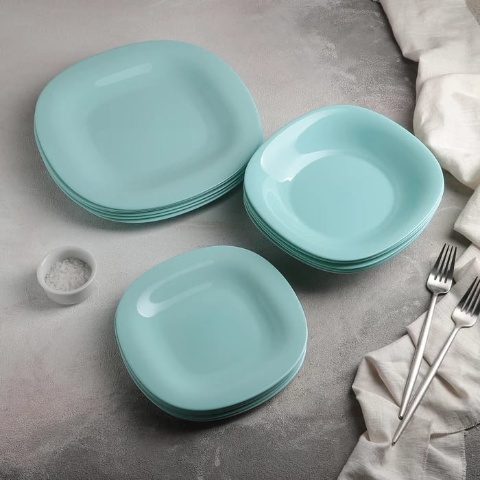 Набор столовый Carine Light Turquoise 18 пр. P7628, норма - фото 3