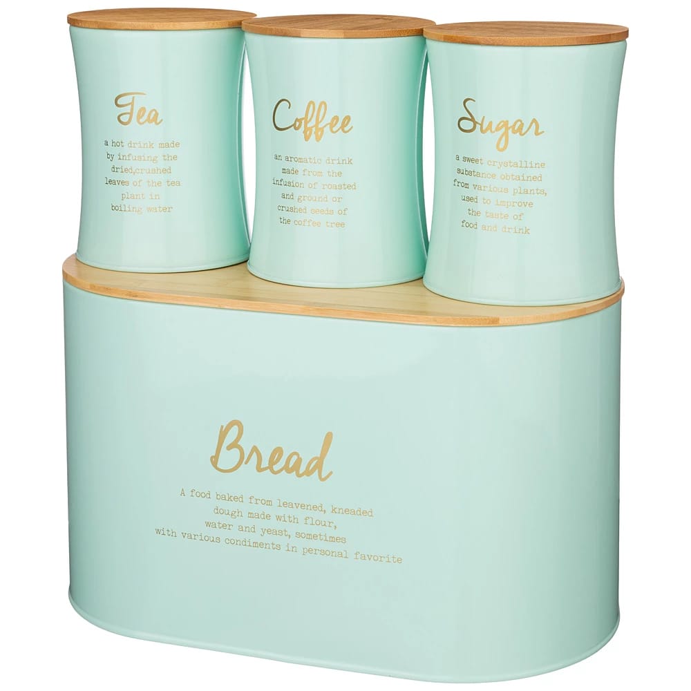 Хлебница Agness "Meadow" 34*18*20 см с 3-мя банками 11*14 см, мятн. (арт. 790-245), норма - фото 1