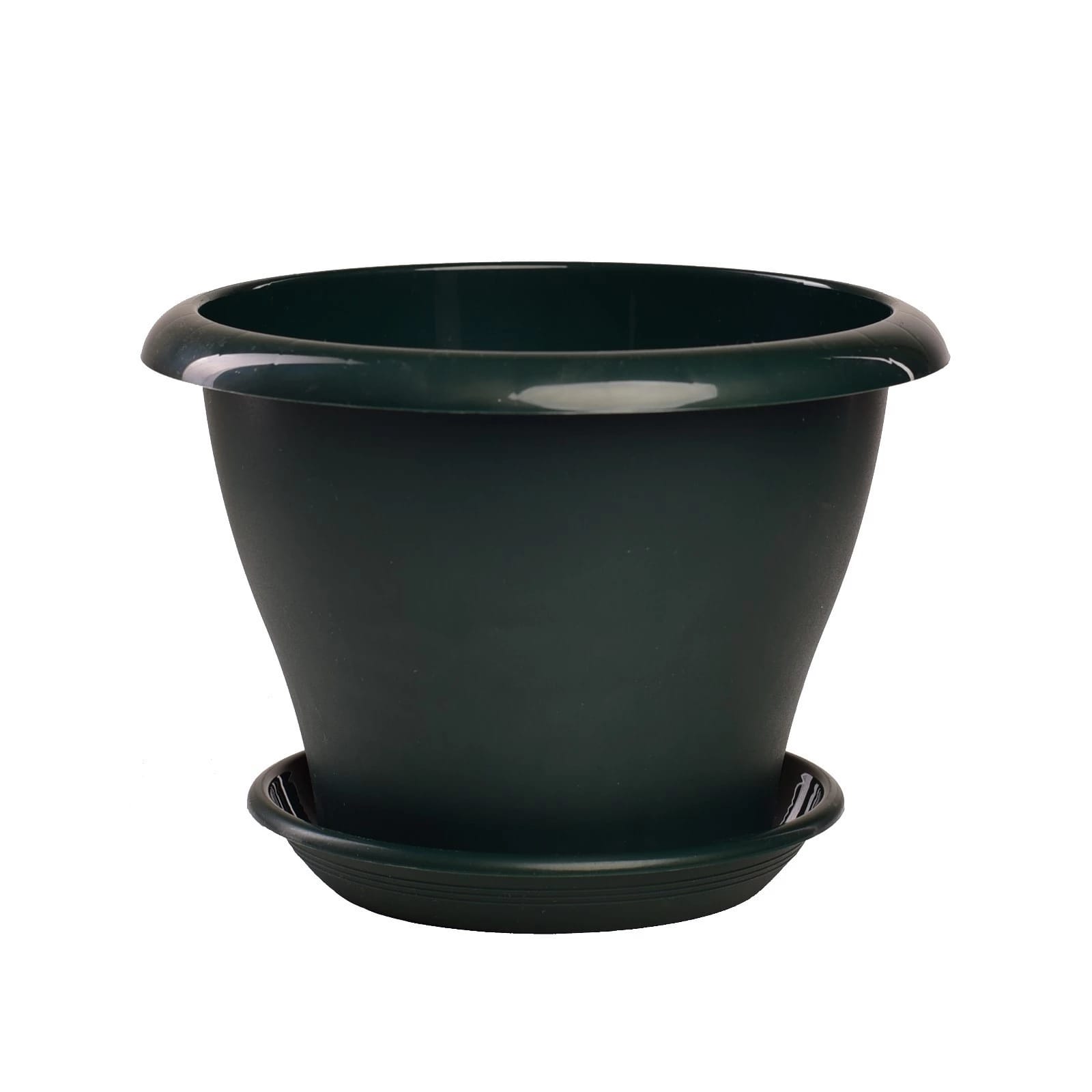 Горшок Гамма 1,6 л /d 17 см, пластик. с поддоном, малахит /30 (арт. 5PL0070), норма - фото 1