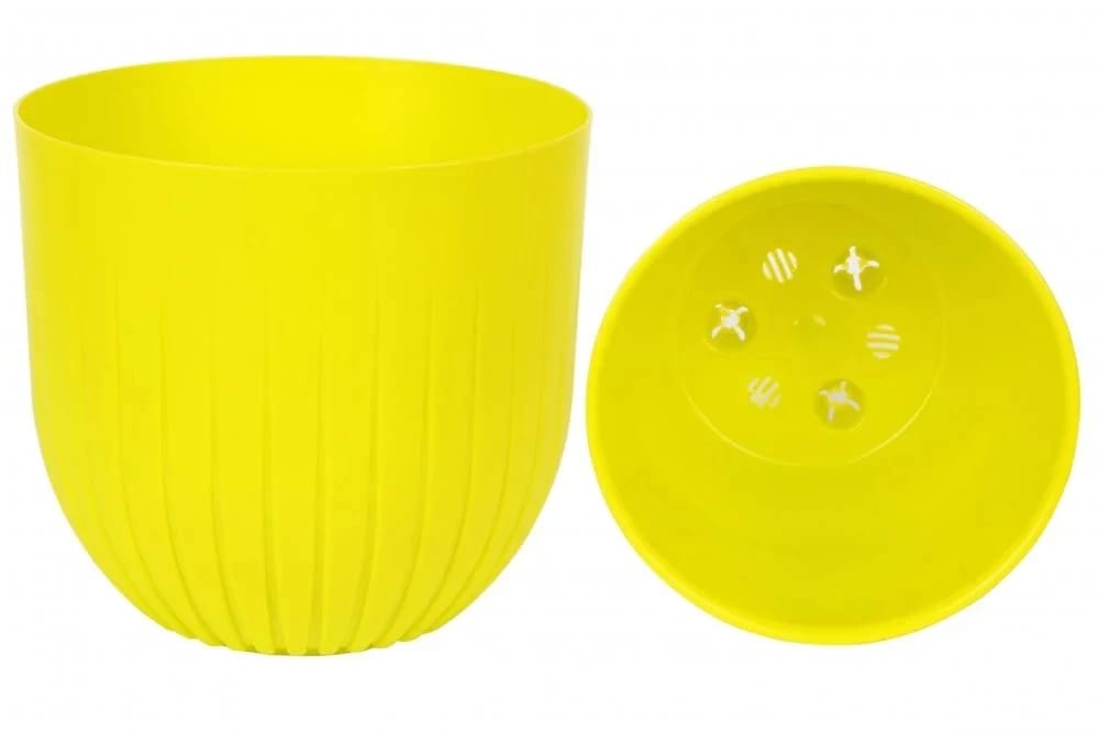 Горшок Альфа 1,4 л /d 13 см, h 12,5 см, пластик. с вкладкой, медовый /15 (арт.А13-34), норма - фото 2