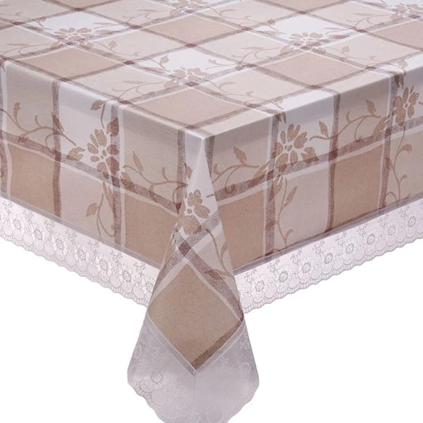 Скатерть "Meiwa" F-55 WH/BR прям. 122х152 см, бел./корич., норма - фото 1