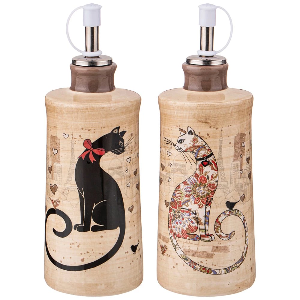 Набор для масла/уксуса "Парижские коты" 2пр.*300 мл,  6,5*6,5*14,5 см (кор=16наб.) (арт.358-1746), норма - фото 1