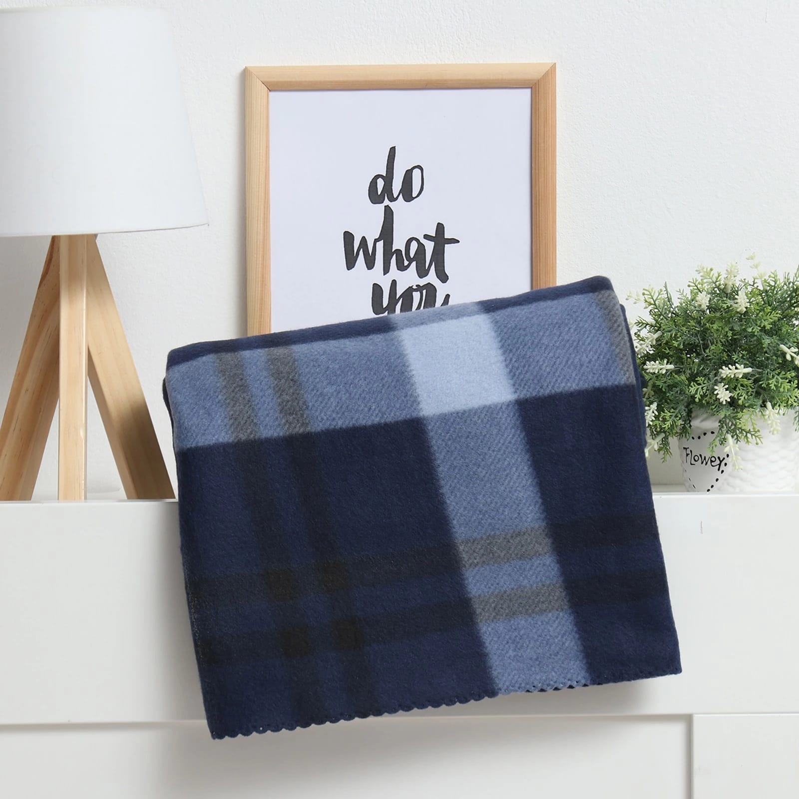 Плед Экономь и Я "Клетка" цв.синий, 150*180 см, пл.160 г/м2, 100% п/э, флис 9849873, норма - фото 1