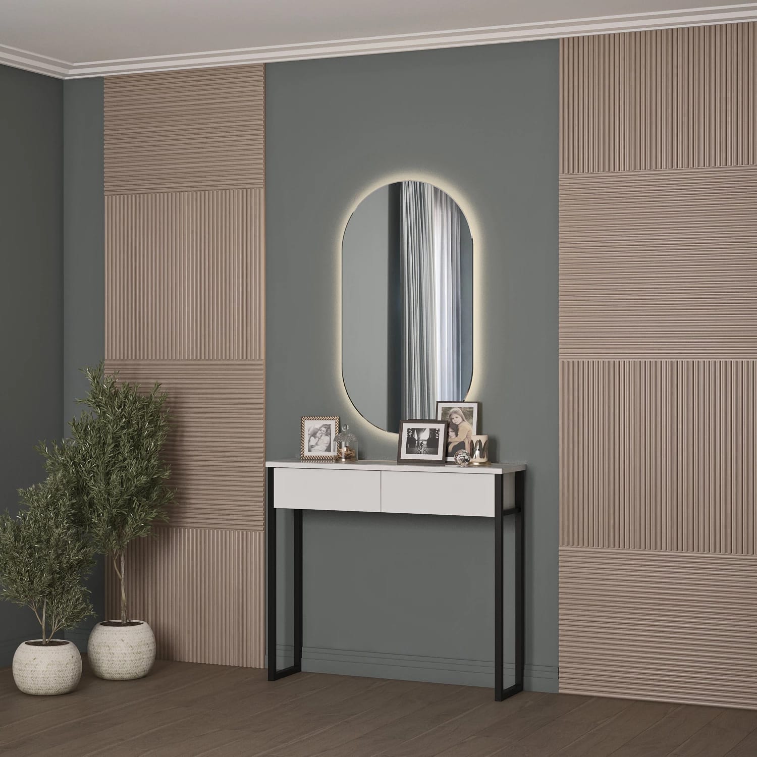 КОНСОЛЬ (АРТ.СТ062.0/ (АРТ.22.155)) 1208*308*950ММ (ЛДСП Белый Бриллиант/МЕТАЛЛ Черный Муар (0156/0009)) - фото 2