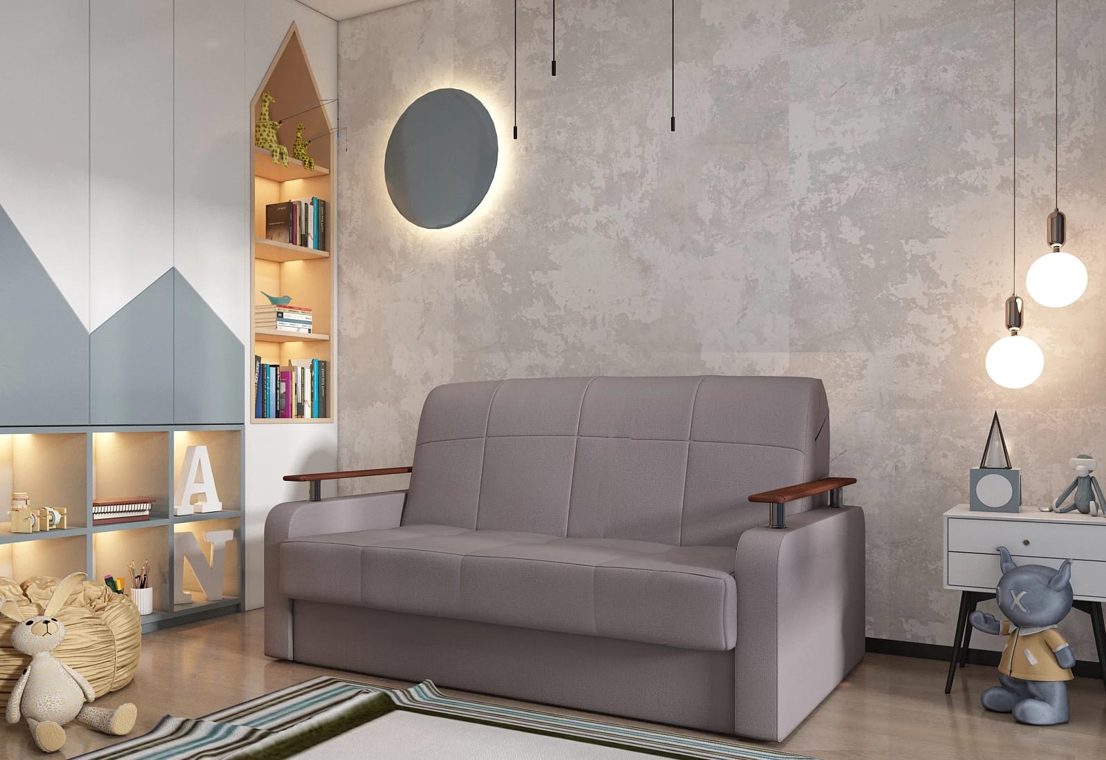 ДЕНВЕР (Велюр Maxx 232 (серо-бежевый)/ декор Венге) - фото 4