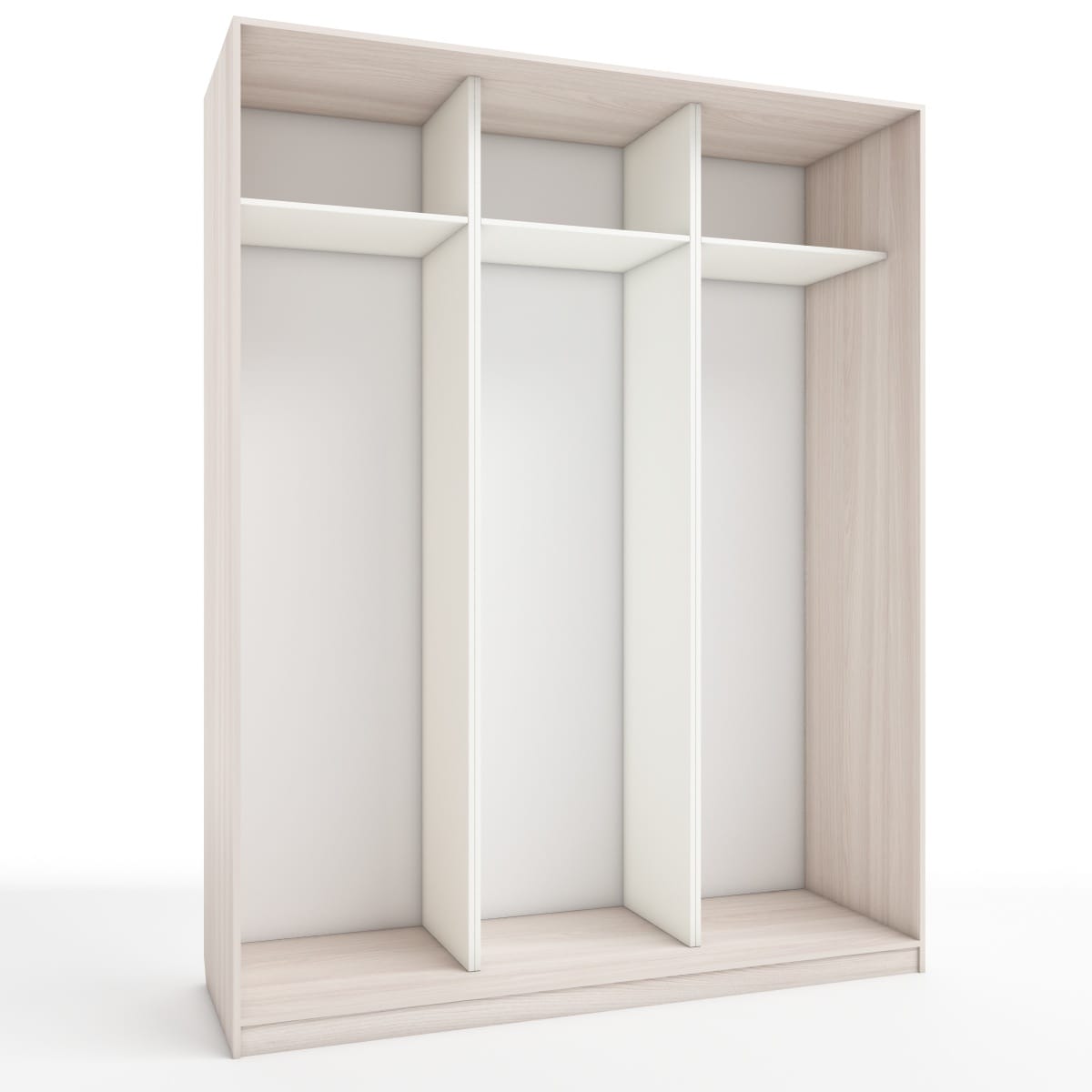 КОРПУС ШКАФА 1800*600*2300 ММ С АНТРЕСОЛЬНЫМИ ПОЛКАМИ (Корпус: ЯСЕНЬ СВЕТЛЫЙ, Наполнение: БЕЛЫЙ шагрень) - фото 1