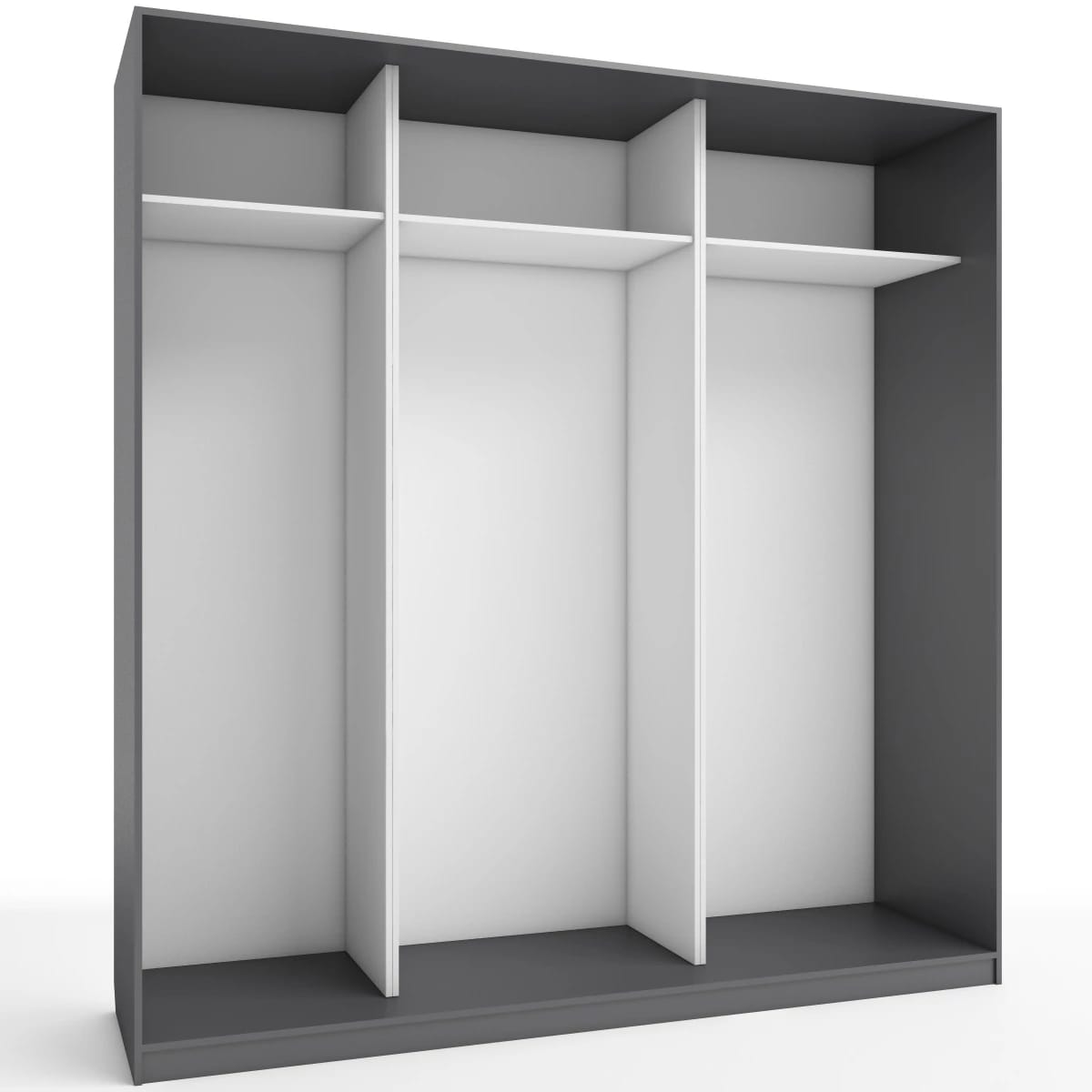 КОРПУС ШКАФА 2200*600*2300 ММ С АНТРЕСОЛЬНЫМИ ПОЛКАМИ (Корпус: ГРАФИТ, Наполнение: БЕЛЫЙ шагрень) - фото 1