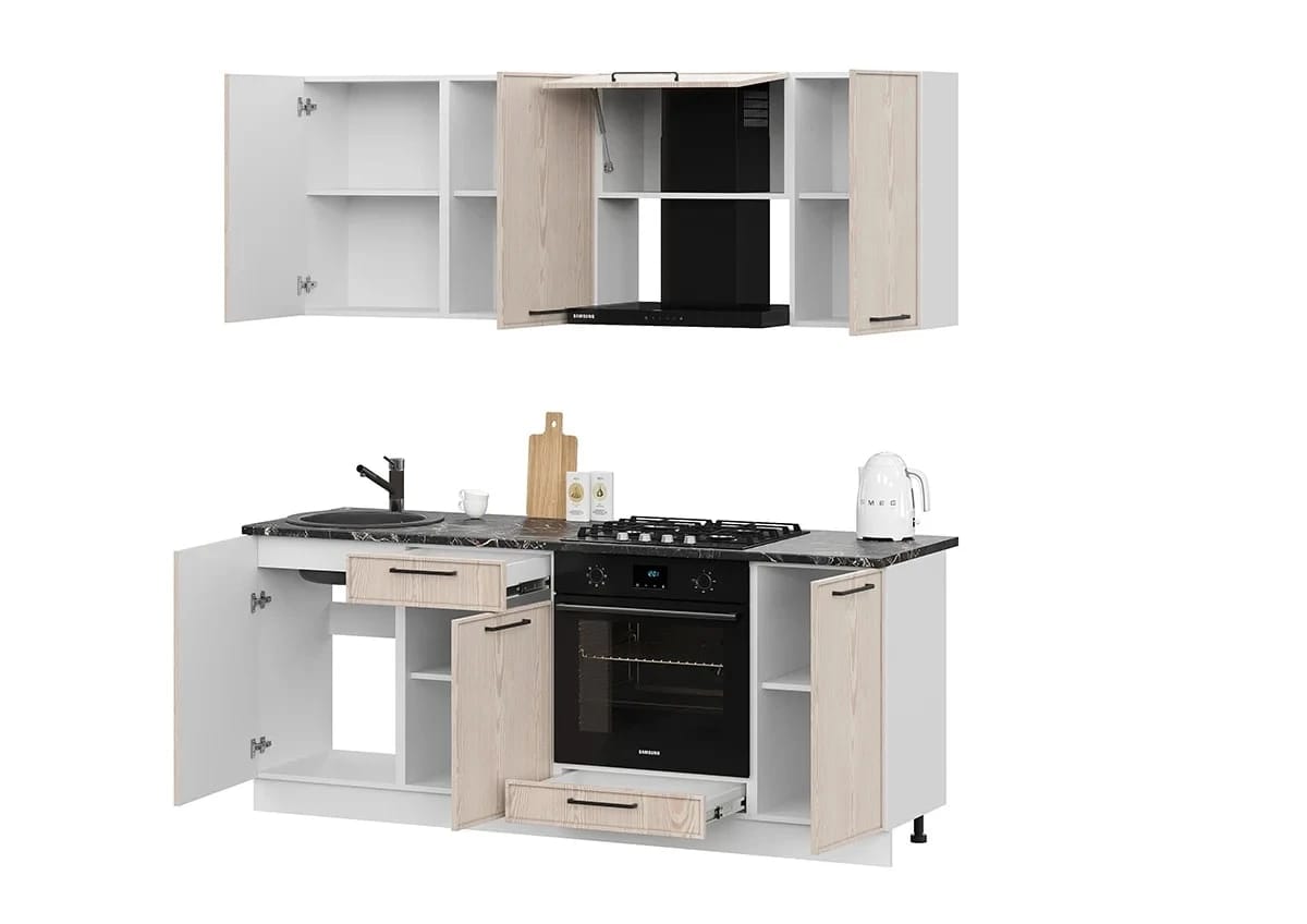 ЛИБЕРТИ (белый/лиственница/столешница (1,0м, 1,0 м): мрамор марквина черный 26 мм) - фото 3