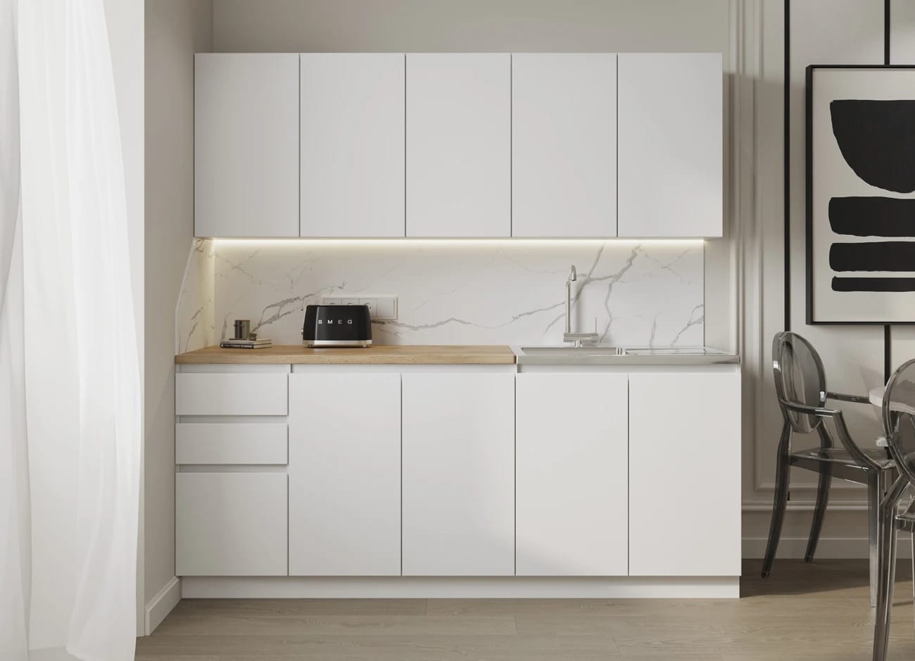 МОРИ (белый/столешница дуб вотан (800мм+400мм)) - фото 7