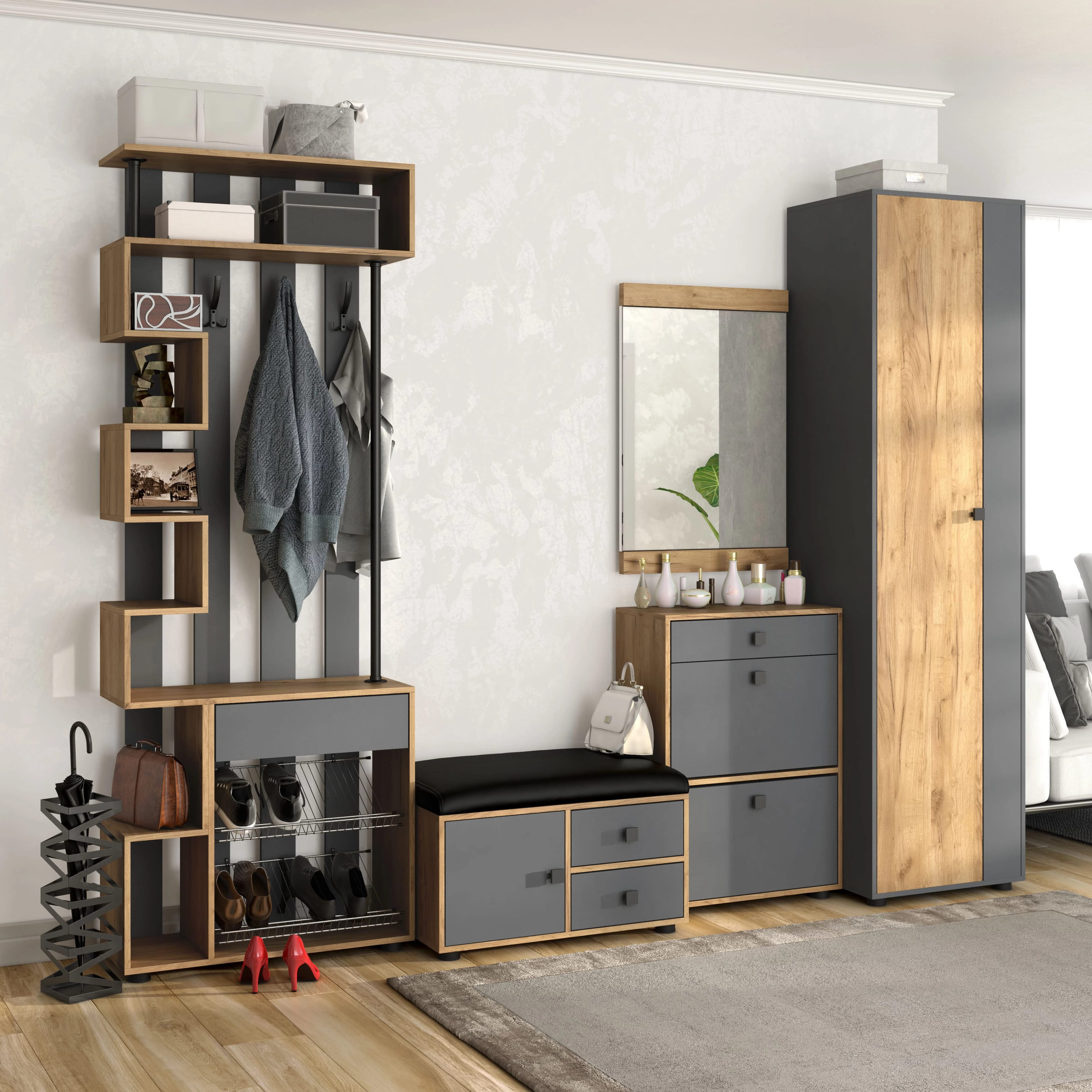 МИНИ (Дуб золотой крафт/серый графит) - фото 4