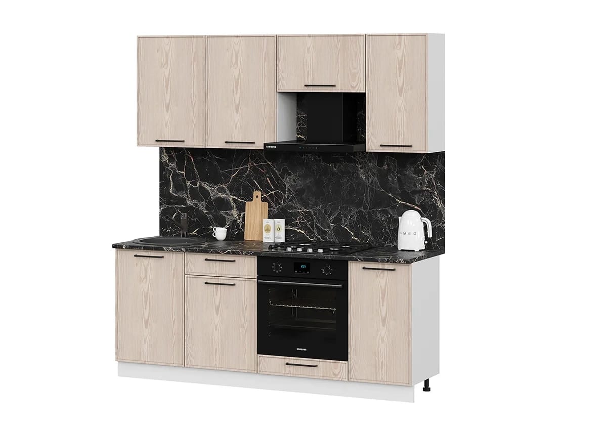 ЛИБЕРТИ (белый/лиственница/столешница (1,0м, 1,0 м): мрамор марквина черный 26 мм) - фото 2