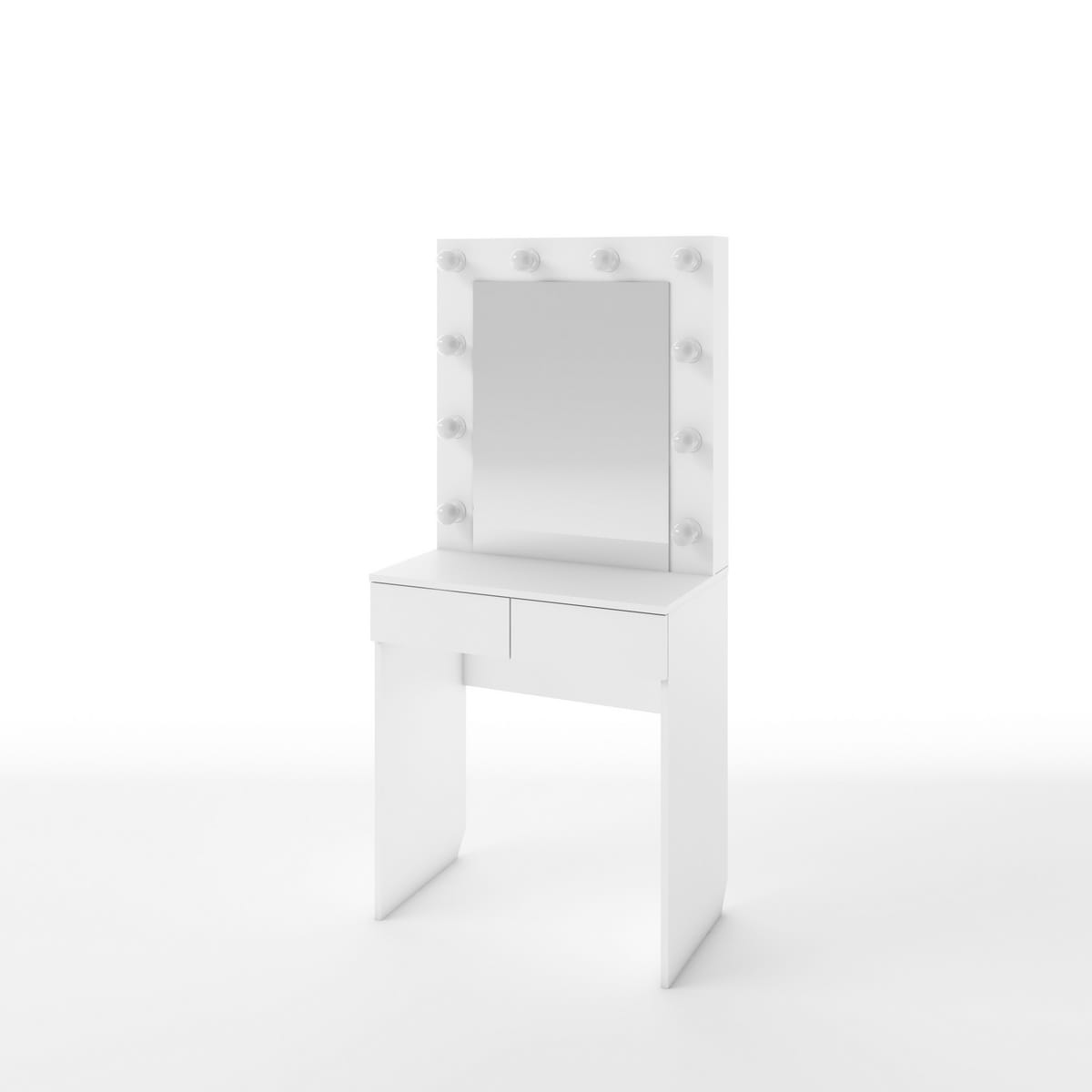 СТОЛ ТУАЛЕТНЫЙ С ЛАМПОЧКАМИ (ТИП 1) 700Х420Х1530ММ (белый (легкий шелк)) - фото 1