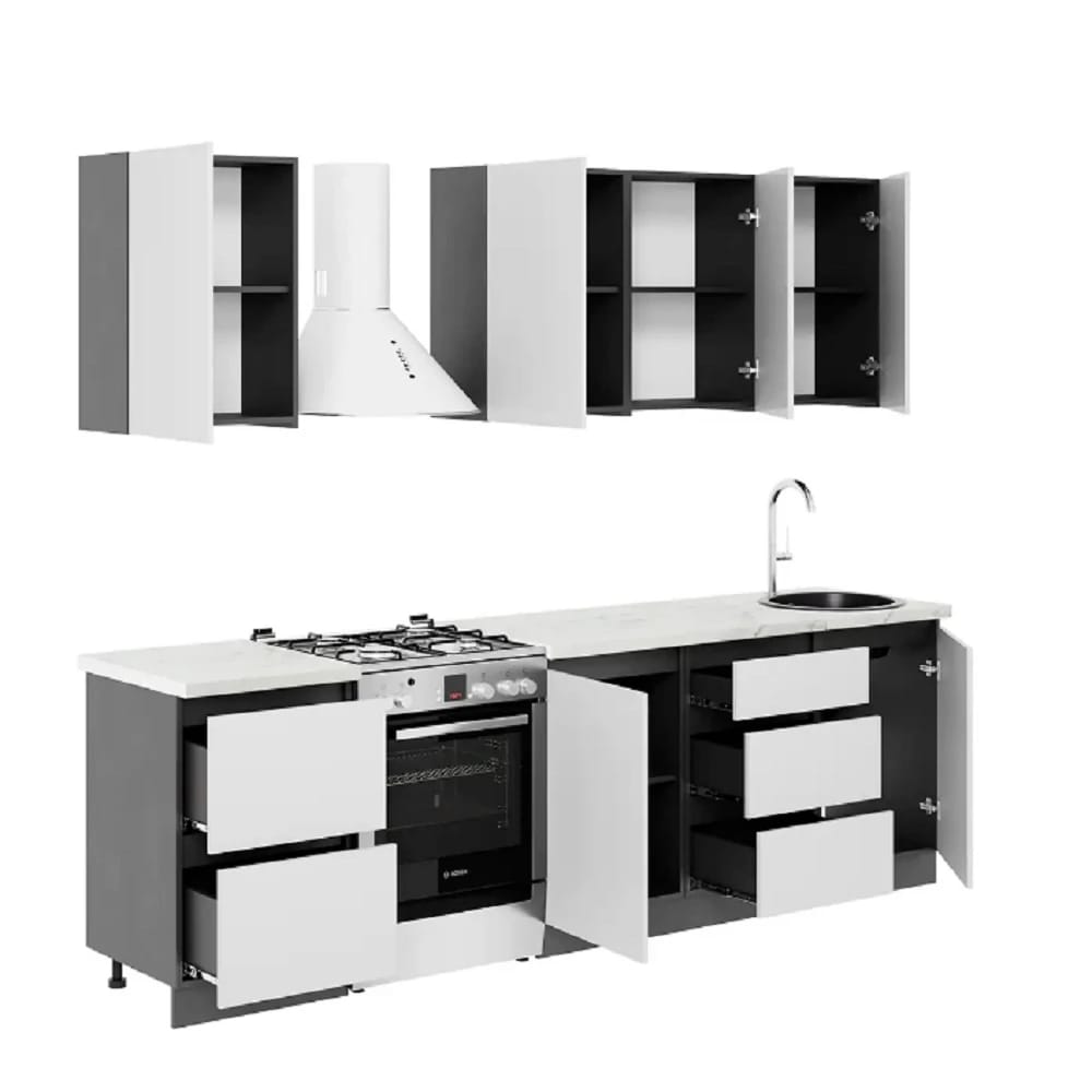 АЙДЕН (серый графит/серый/столешница (0,5м+1,0 м+0,5м), мрамор бернини 38мм) - фото 4