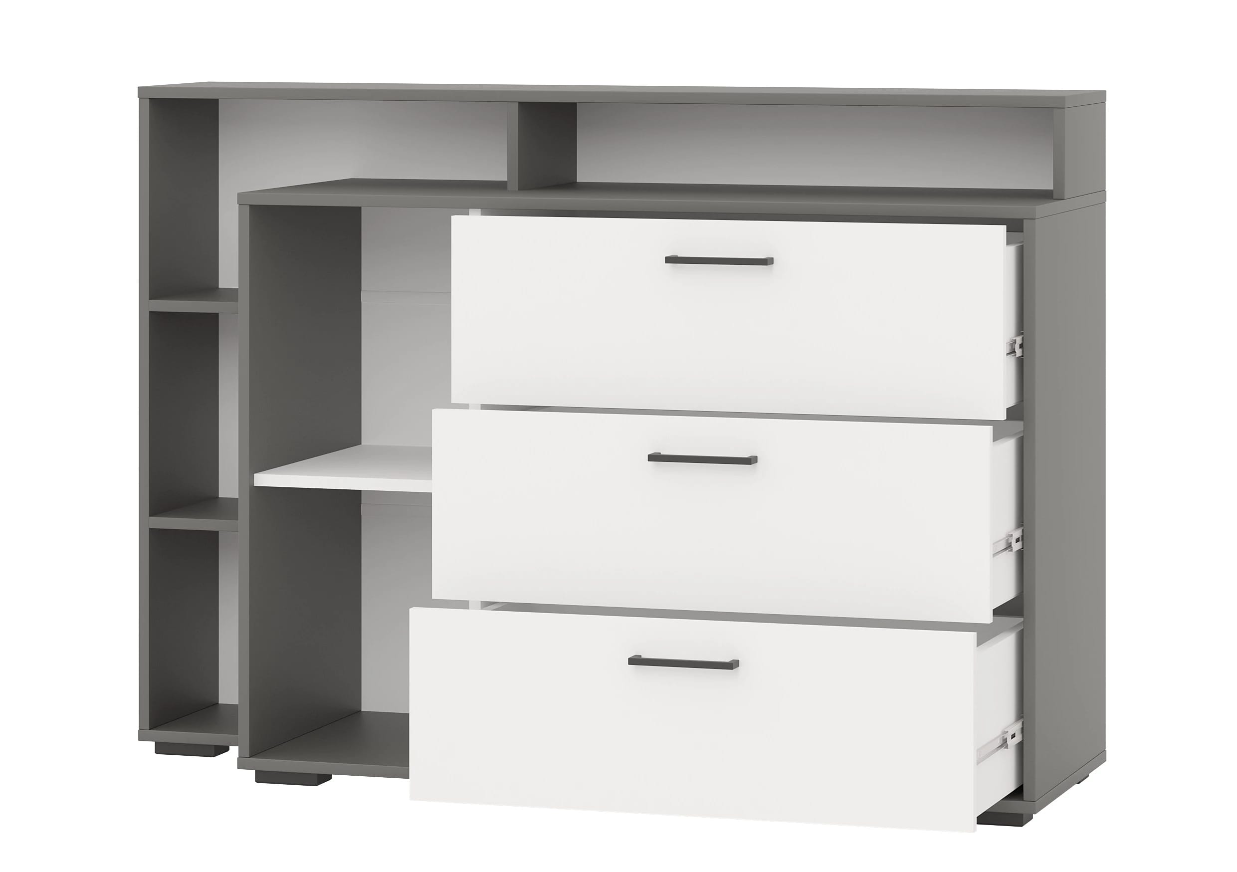 КОМОД С ДВЕРКОЙ И 3ЯЩ. (АРТ. 4-4423) (1320*430*935 ММ) (графит/белый) - фото 5