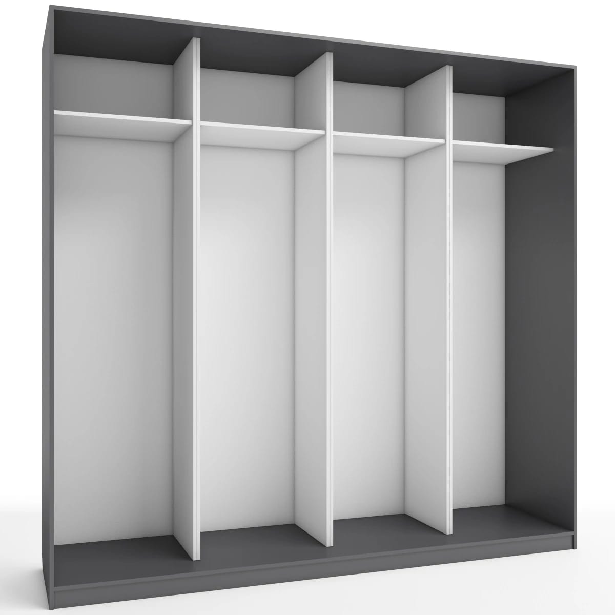 КОРПУС ШКАФА 2400*600*2300 ММ С АНТРЕСОЛЬНЫМИ ПОЛКАМИ (Корпус: ГРАФИТ, Наполнение: БЕЛЫЙ шагрень) - фото 1