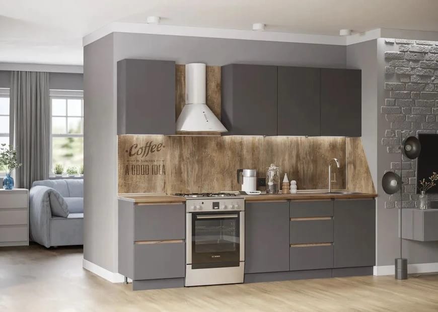 АЙДЕН (серый графит/серый графит/столешница (0,5м+1,0 м+0,5м), дуб вотан 26мм) - фото 4