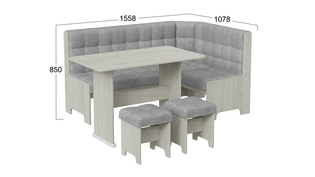 ФЛОРИДА (дуб крафт белый/микровелюр Wellmart Silver) - фото 2