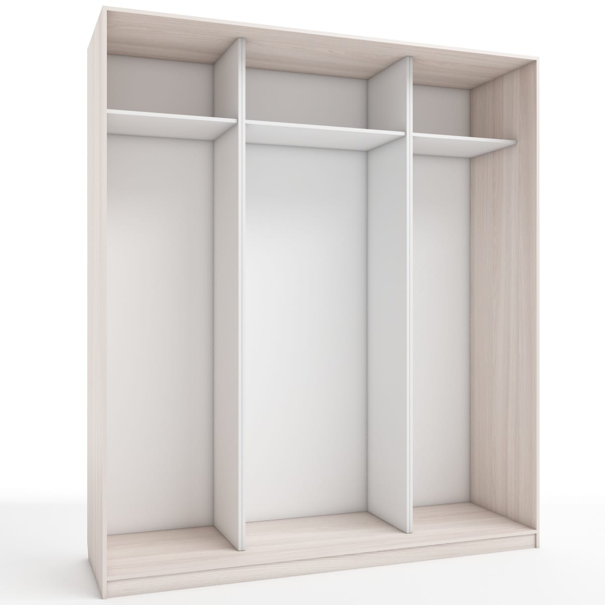 КОРПУС ШКАФА 2000*600*2300 ММ С АНТРЕСОЛЬНЫМИ ПОЛКАМИ (Корпус: ЯСЕНЬ СВЕТЛЫЙ, Наполнение: БЕЛЫЙ шагрень) - фото 1