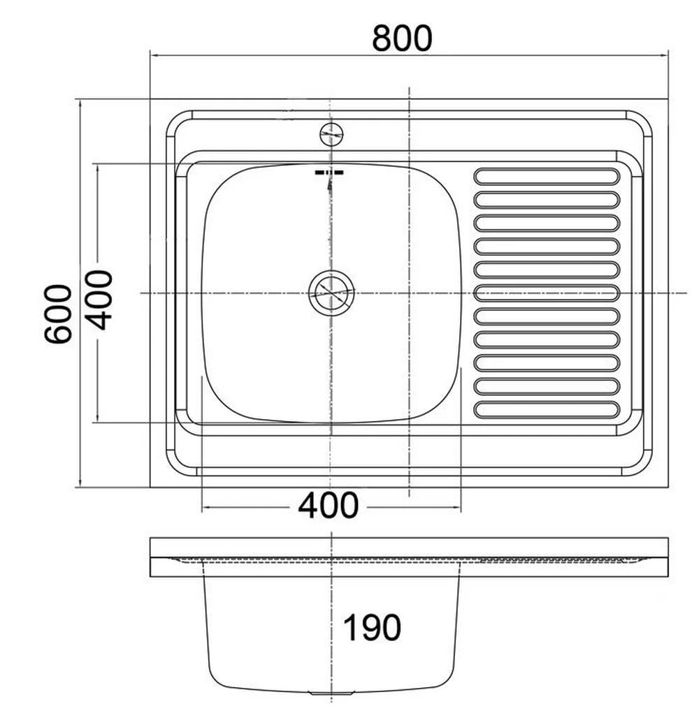 EMAR, мойка накладная 800*600мм (арт. T6080RQ) (чаша выпуска, система слива) - фото 2