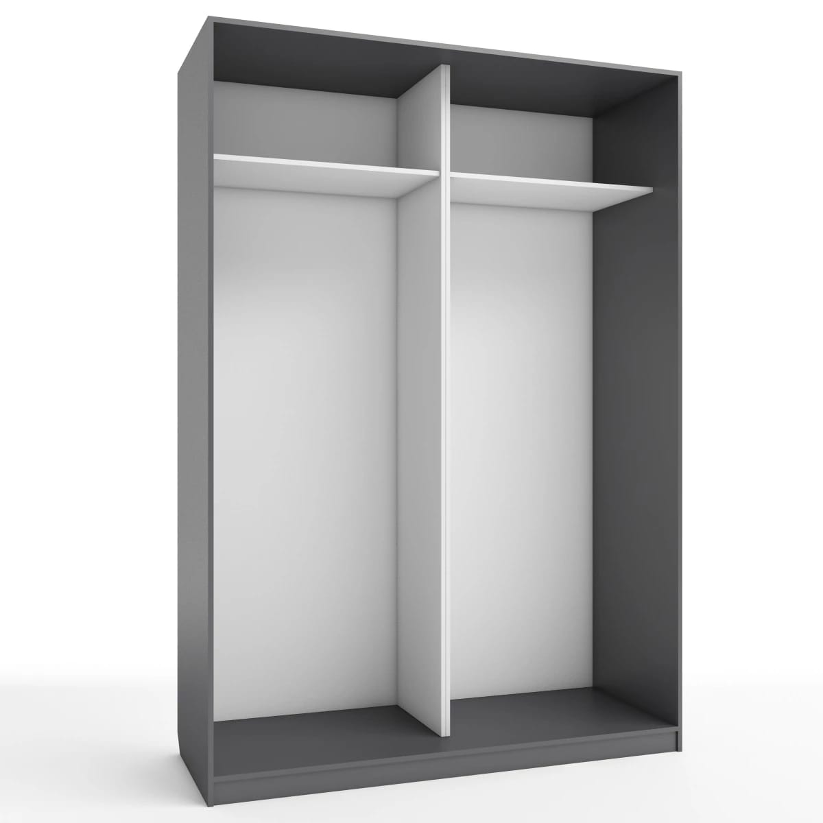 КОРПУС ШКАФА 1600*600*2300 ММ С АНТРЕСОЛЬНЫМИ ПОЛКАМИ (Корпус: ГРАФИТ, Наполнение: БЕЛЫЙ шагрень) - фото 1