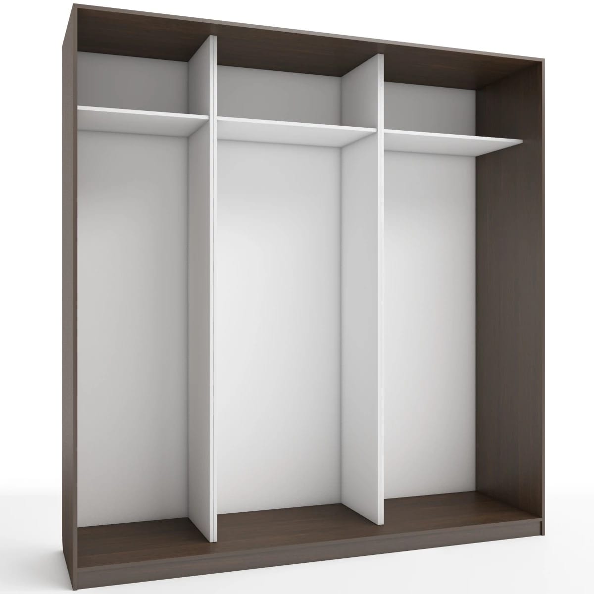 КОРПУС ШКАФА 2200*600*2300 ММ С АНТРЕСОЛЬНЫМИ ПОЛКАМИ (Корпус: ВЕНГЕ ТЕМНЫЙ, Наполнение: БЕЛЫЙ шагрень) - фото 1