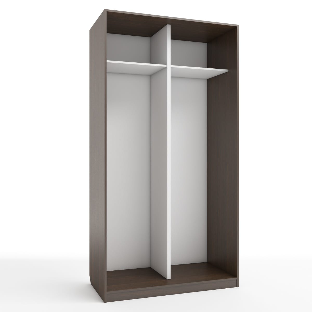 КОРПУС ШКАФА 1200*600*2300 ММ С АНТРЕСОЛЬНЫМИ ПОЛКАМИ (Корпус: ВЕНГЕ ТЕМНЫЙ, Наполнение: БЕЛЫЙ шагрень) - фото 1