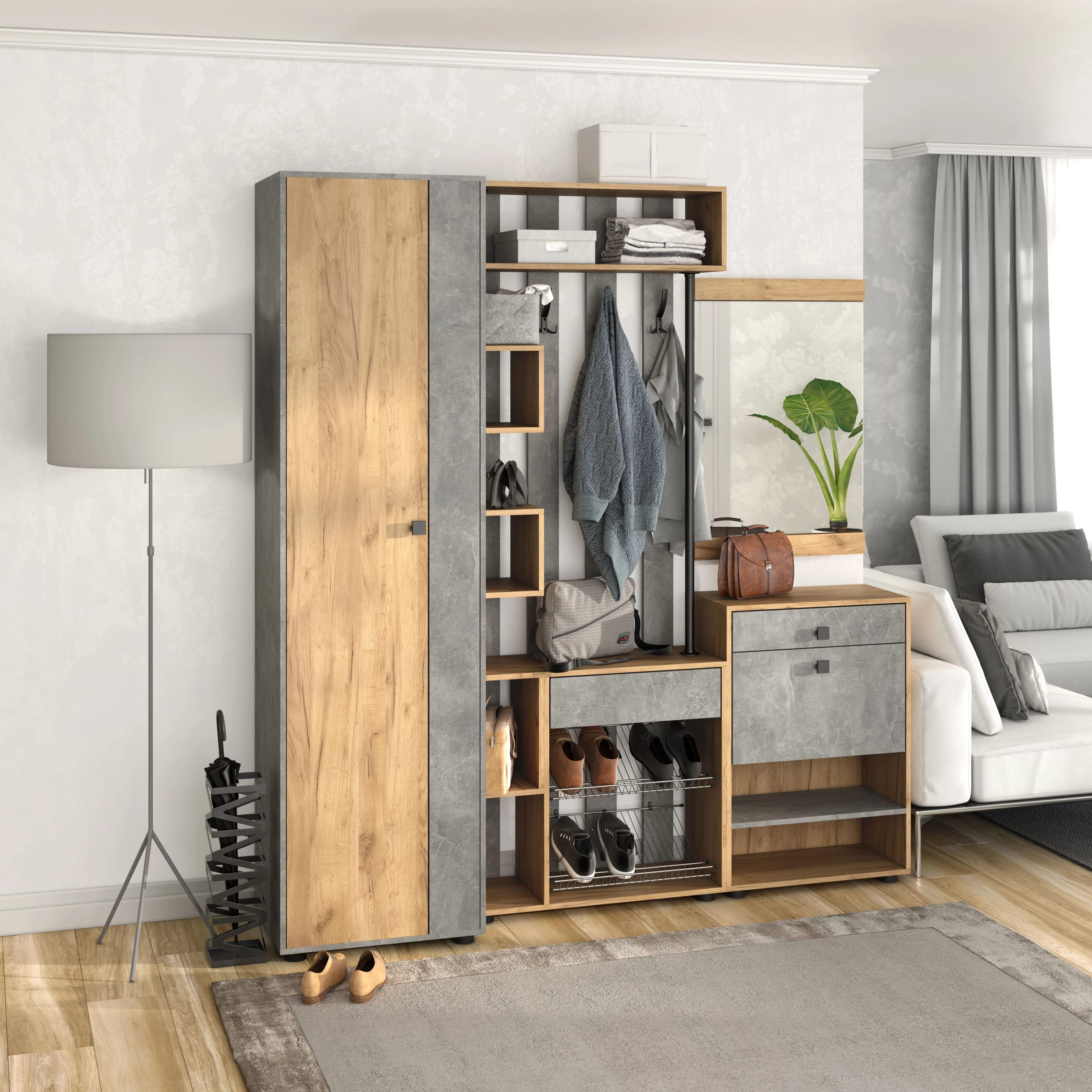 МИНИ (Дуб золотой крафт/ателье светлый (бетон)) - фото 3