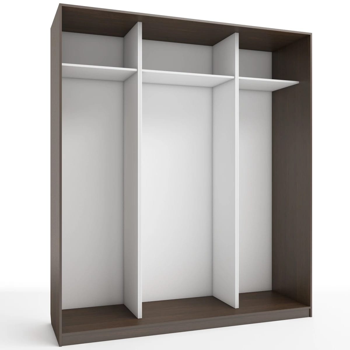 КОРПУС ШКАФА 2000*600*2300 ММ С АНТРЕСОЛЬНЫМИ ПОЛКАМИ (Корпус: ВЕНГЕ ТЕМНЫЙ, Наполнение: БЕЛЫЙ шагрень) - фото 1