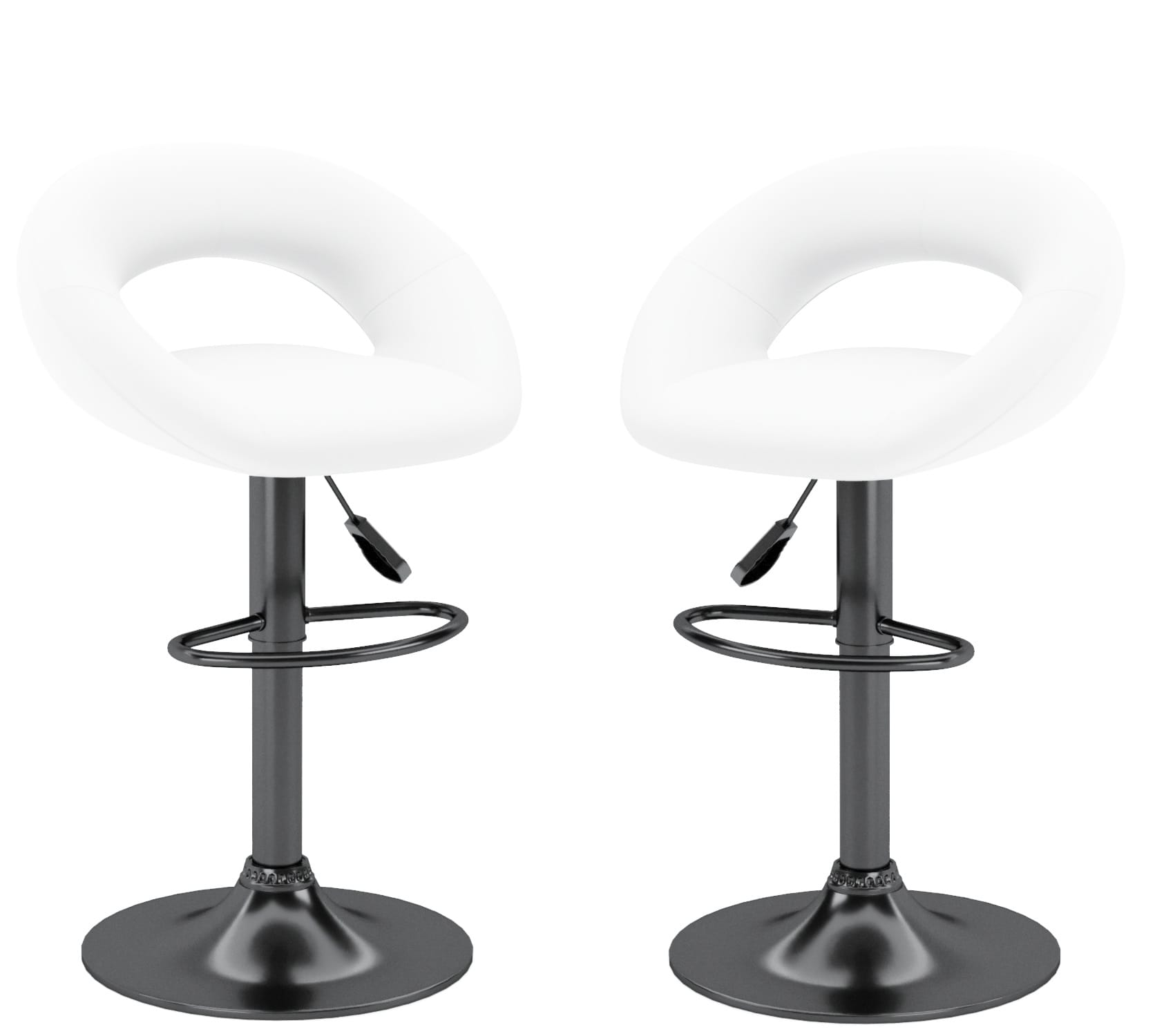 Стул барный (арт. ZS-603), опора ЧЕРНЫЙ (комплект 2 шт.) (PU белый (к/з белый)) - фото 1