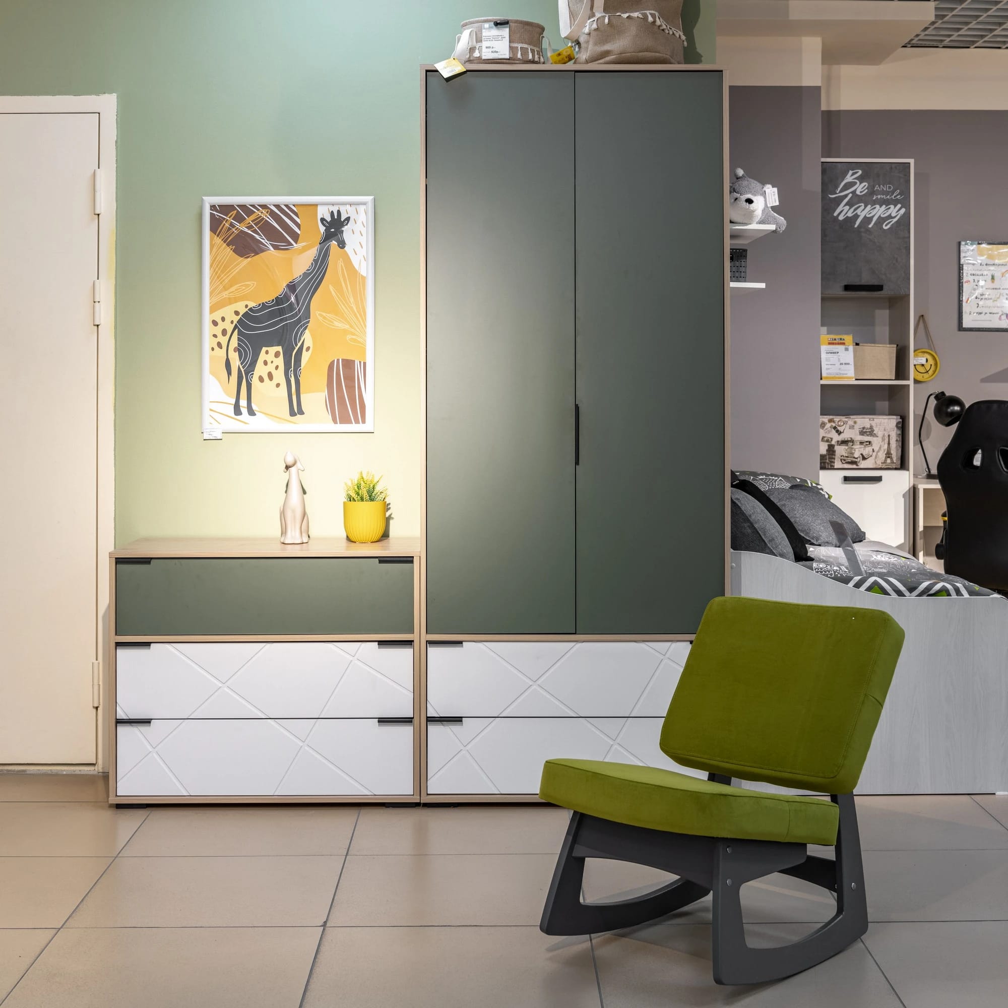 ЛЕО (Гикори джексон/Белый матовый/Дымчатый зеленый) - фото 2