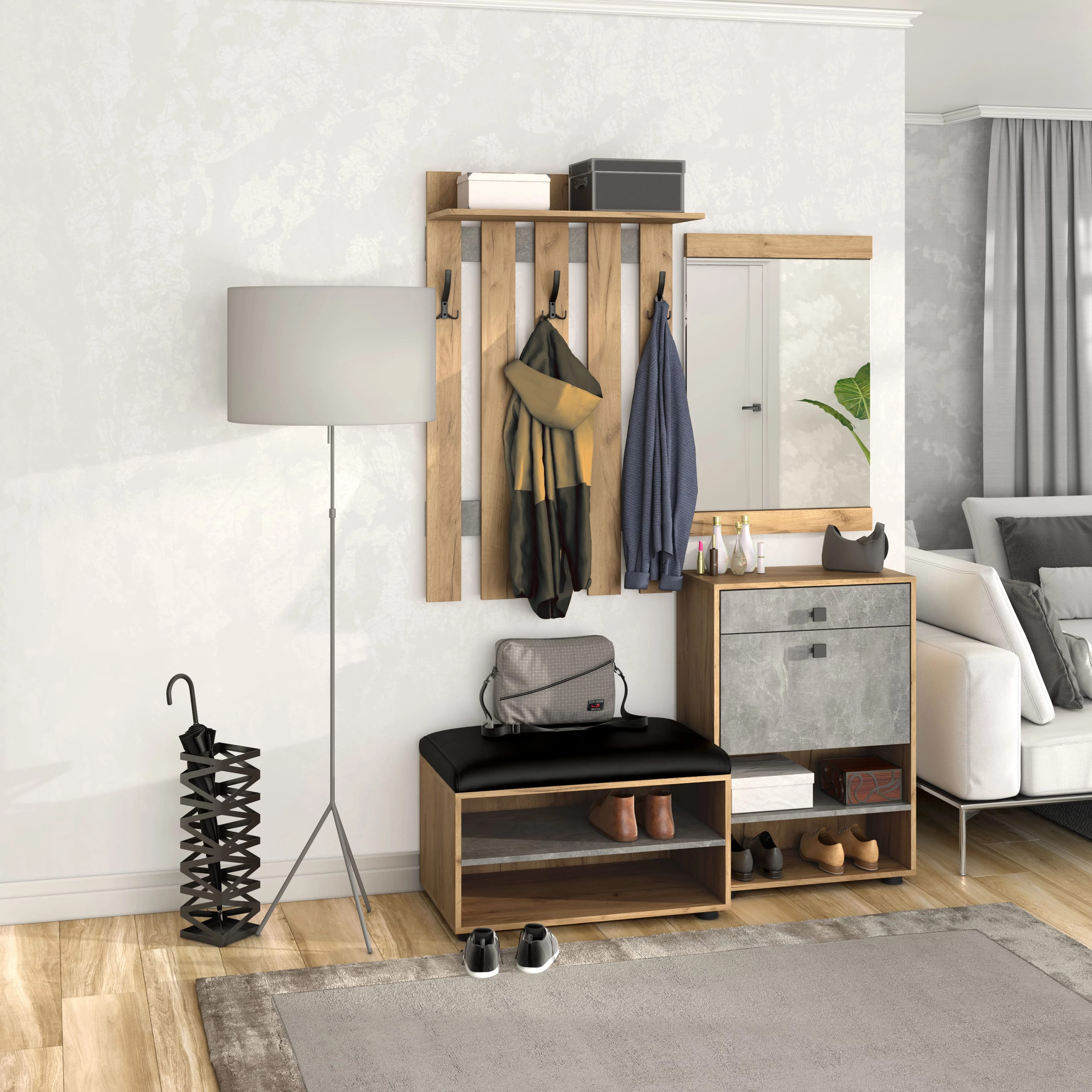 МИНИ (Дуб золотой крафт/ателье светлый (бетон)) - фото 4