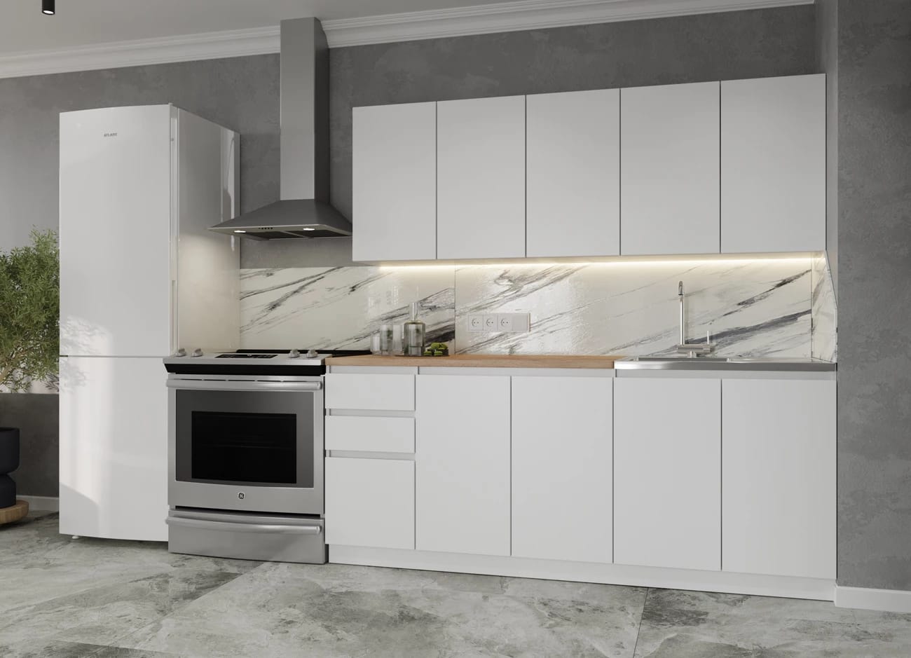 МОРИ (белый/столешница дуб вотан (800мм+400мм)) - фото 1