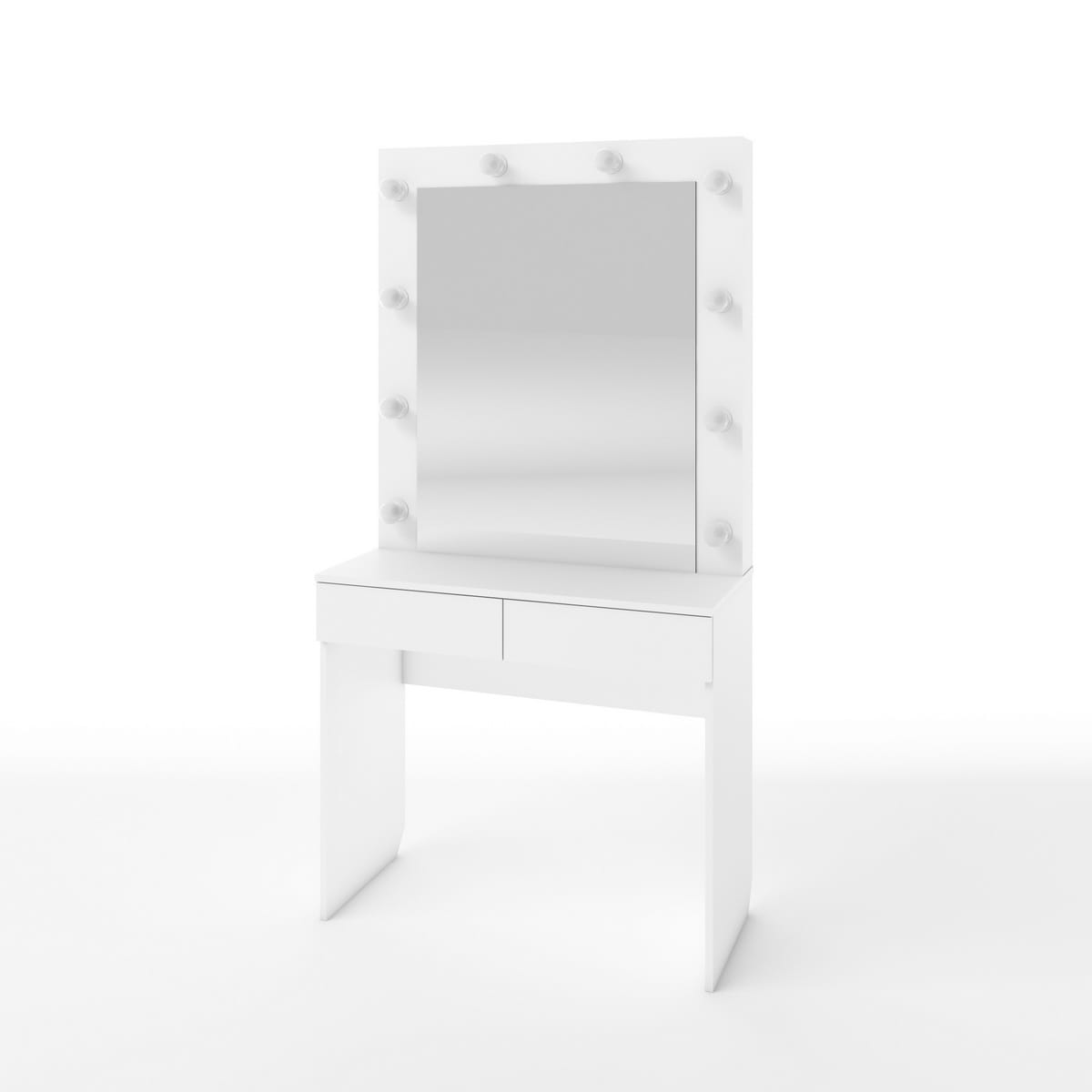СТОЛ ТУАЛЕТНЫЙ С ЛАМПОЧКАМИ (ТИП 2) 900Х420Х1750ММ (белый (легкий шелк)) - фото 1