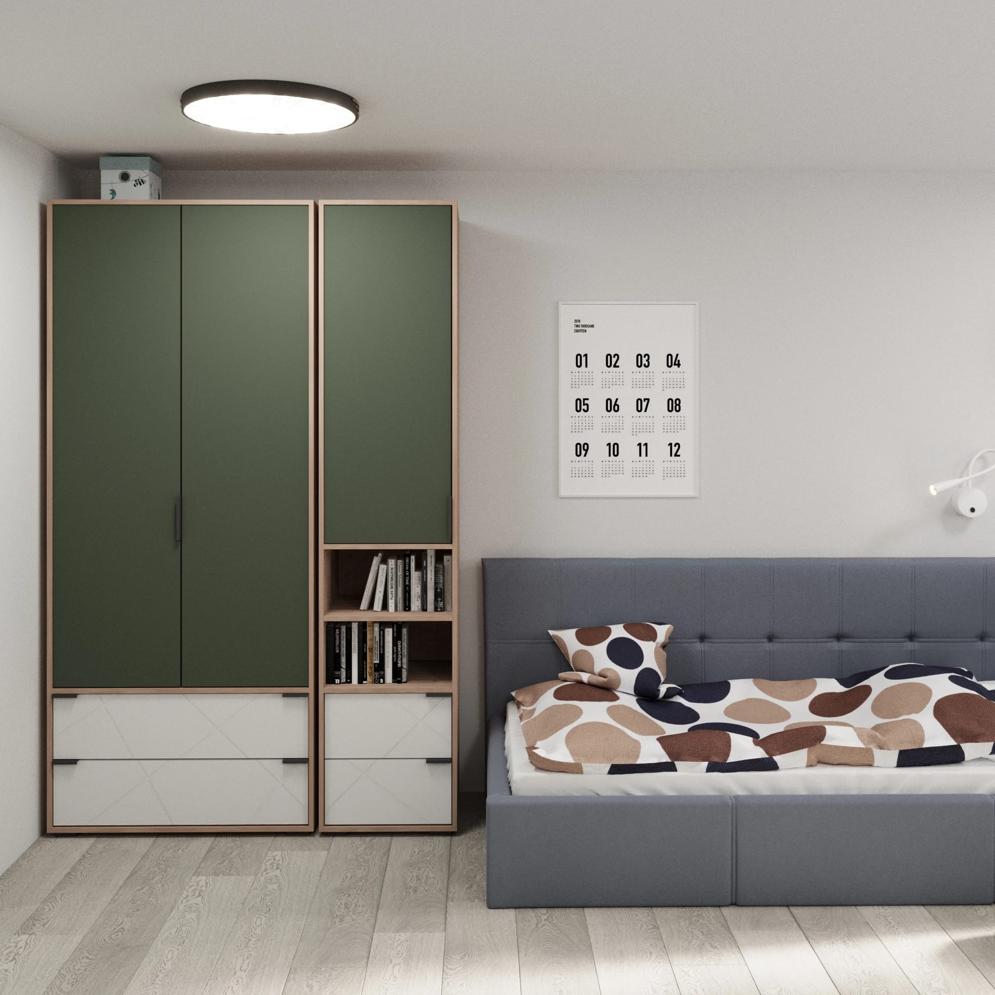 ЛЕО (Гикори джексон/Белый матовый/Дымчатый зеленый) - фото 2